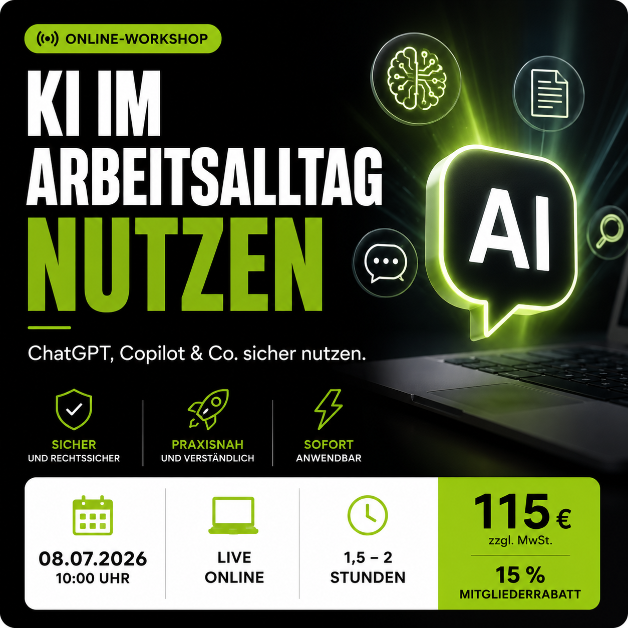 KI im beruflichen Umfeld: Verstehen, anwenden, sicher nutzen
